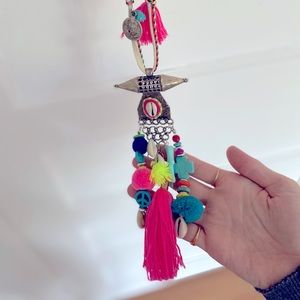 Bright boho tassel necklace with charms